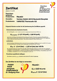 Zertifikat Passiv Haustüren