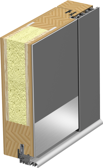 Schnitt Niedrugenergie flächenbündig Holz-Aluminium